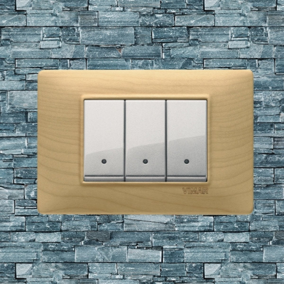 Vimar Plana Wood 3 Gang Switch - Wood Maple - 16A - PHOTO 7