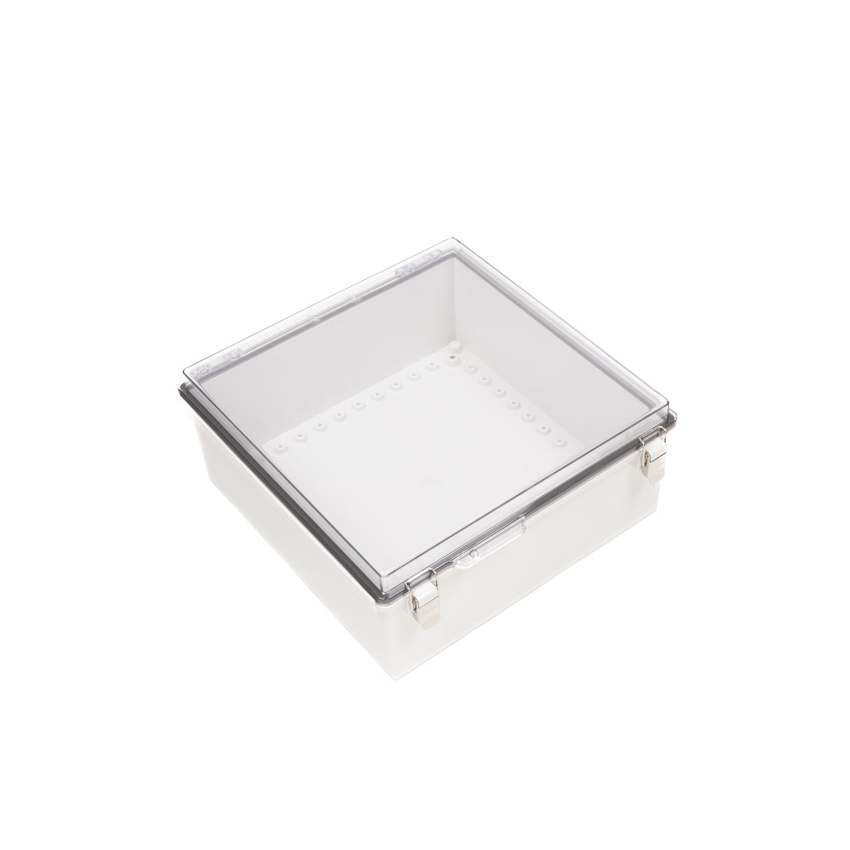Boxco P-Series 350x350x150mm Plastic Enclosure, IP67, IK08, ABS, Transparent Cover, Molded Hinge and Latch Type - PHOTO 1