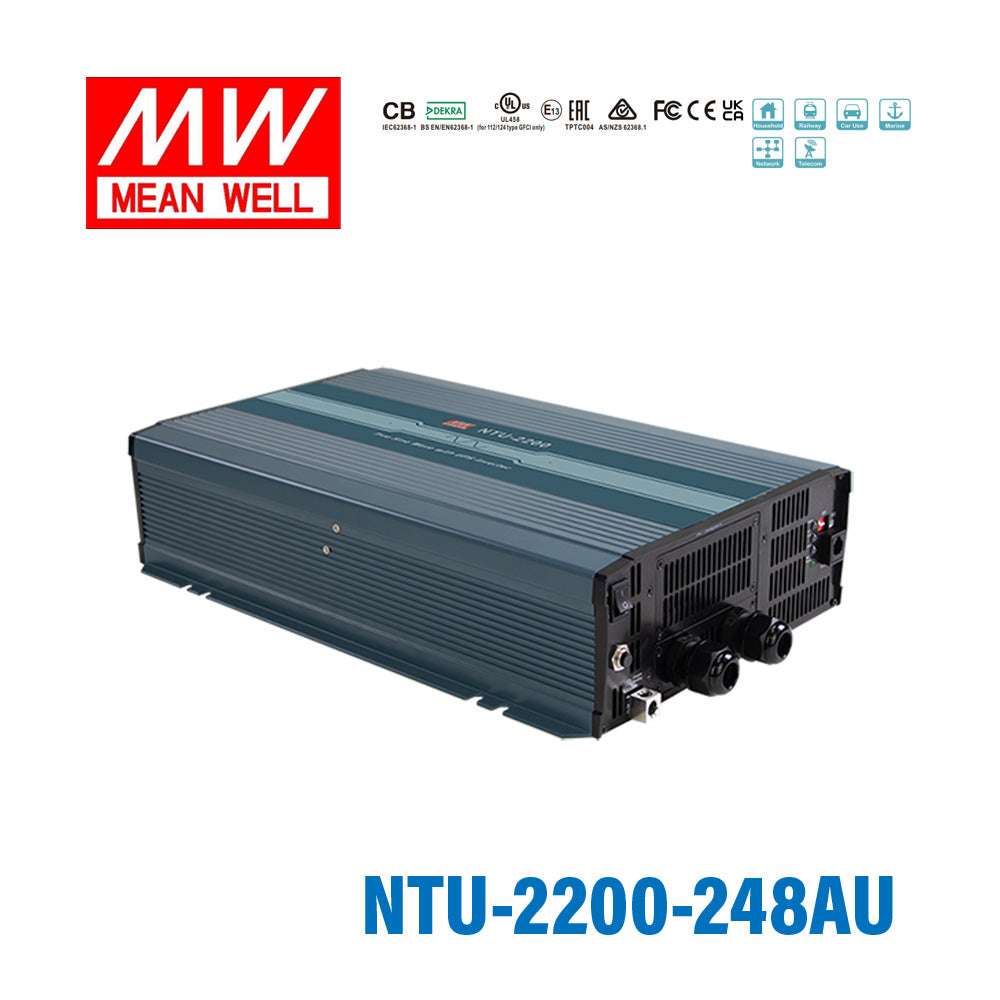 Mean Well NTU-2200-248AU True Sine Wave DC-AC Inverter 2200W 220V out 48V in with AU Socket, with AC by-pass function
