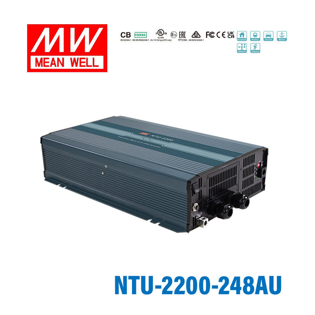 Mean Well NTU-2200-248AU True Sine Wave DC-AC Inverter 2200W 220V out 48V in with AU Socket, with AC by-pass function