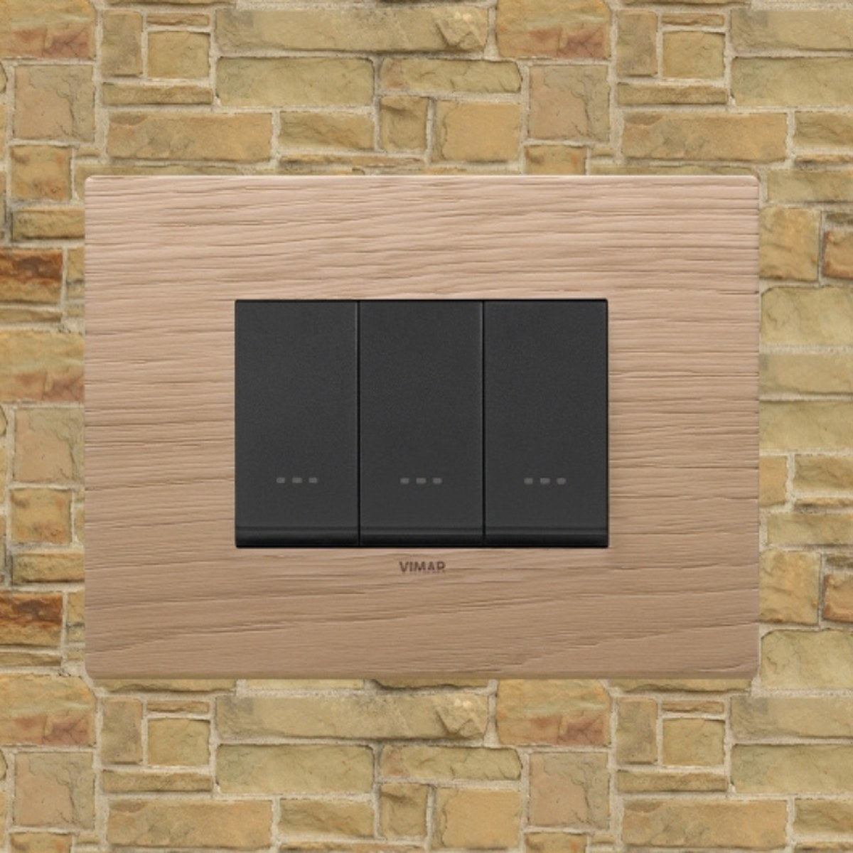 Vimar Eikon Wood 3 Gang Switch - Oak - 16A - PHOTO 1