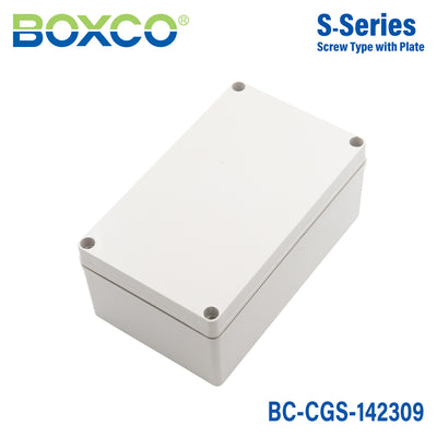 Boxco S-Series 140x230x95mm Plastic Enclosure, IP67, IK08, PC, Grey Cover, Screw Type