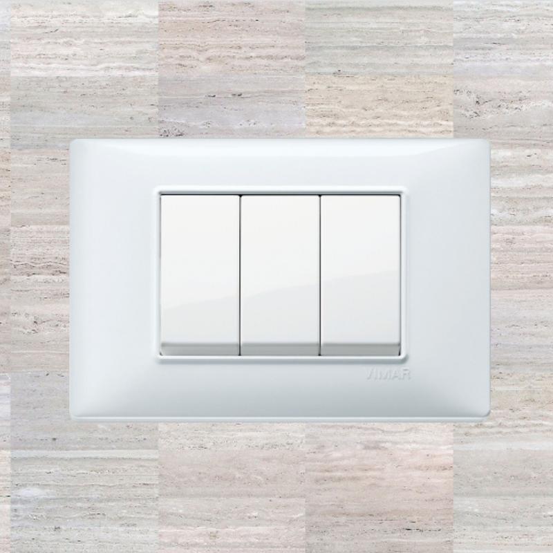 Vimar Plana Plastic 3 Gang Switch - White - 16A - PHOTO 5