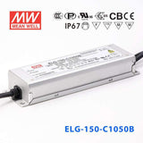 Mean Well ELG-150-C1050B Power Supply 150W 1050mA - Dimmable