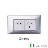 Vimar Plana Metal 2 Socket - Brushed Aluminum - 10A