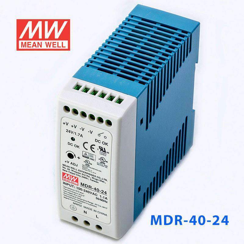 Mean Well MDR-40-24 Single Output Industrial Power Supply 40W 24V 1.7A - DIN Rail - PHOTO 1