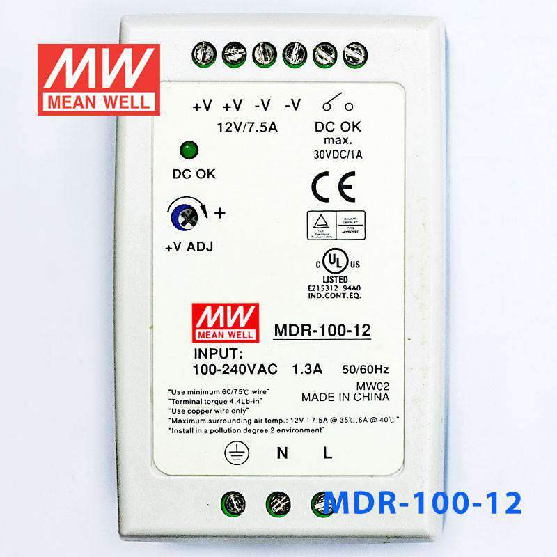 Mean Well MDR-100-12 Single Output Industrial Power Supply 100W 12V 7.5A - DIN Rail - PHOTO 2