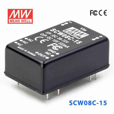 Mean Well SCW08C-15 DC-DC Converter - 8W 36~72V DC in 15V out 533mA