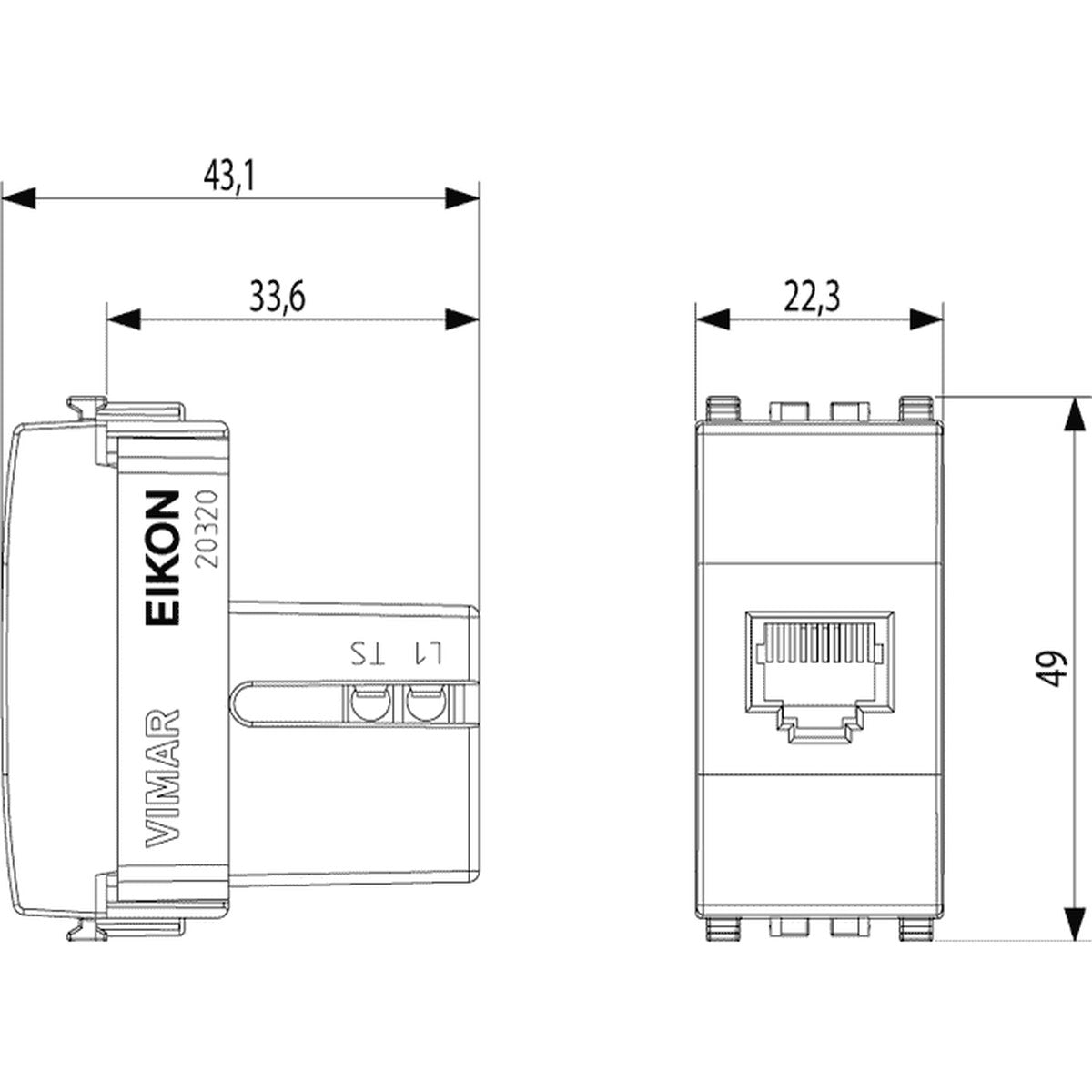 Eikon RJ11 Phone Jack 6/4 White - PHOTO 3