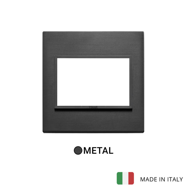 Vimar Eikon Evo Plate 3M Aluminium Total Black - British Standard