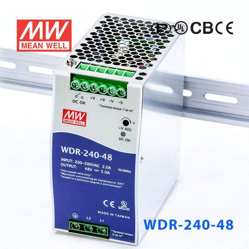 Mean Well WDR-240-48 Single Output Industrial Power Supply 240W 48V - DIN Rail