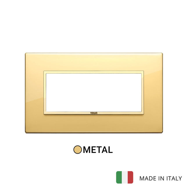 Vimar Eikon Evo Plate 5M Aluminium Polished Gold w Gold Frame