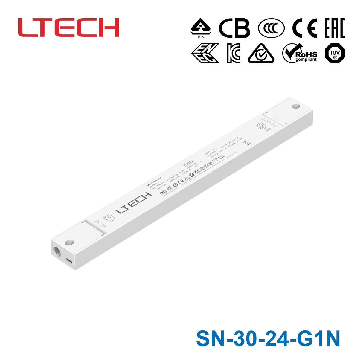 Ltech SN-30-24-G1N 30W 24VDC CV LED Driver 1.25A