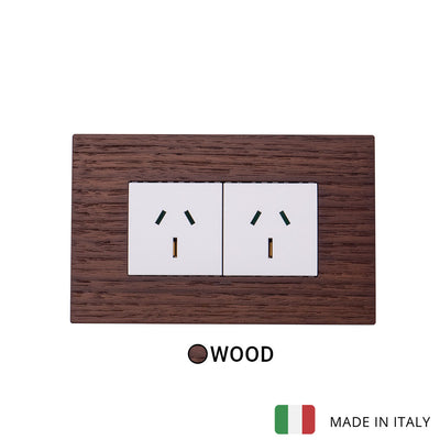 Vimar Eikon Wood 2 Socket - American Walnut - 15A