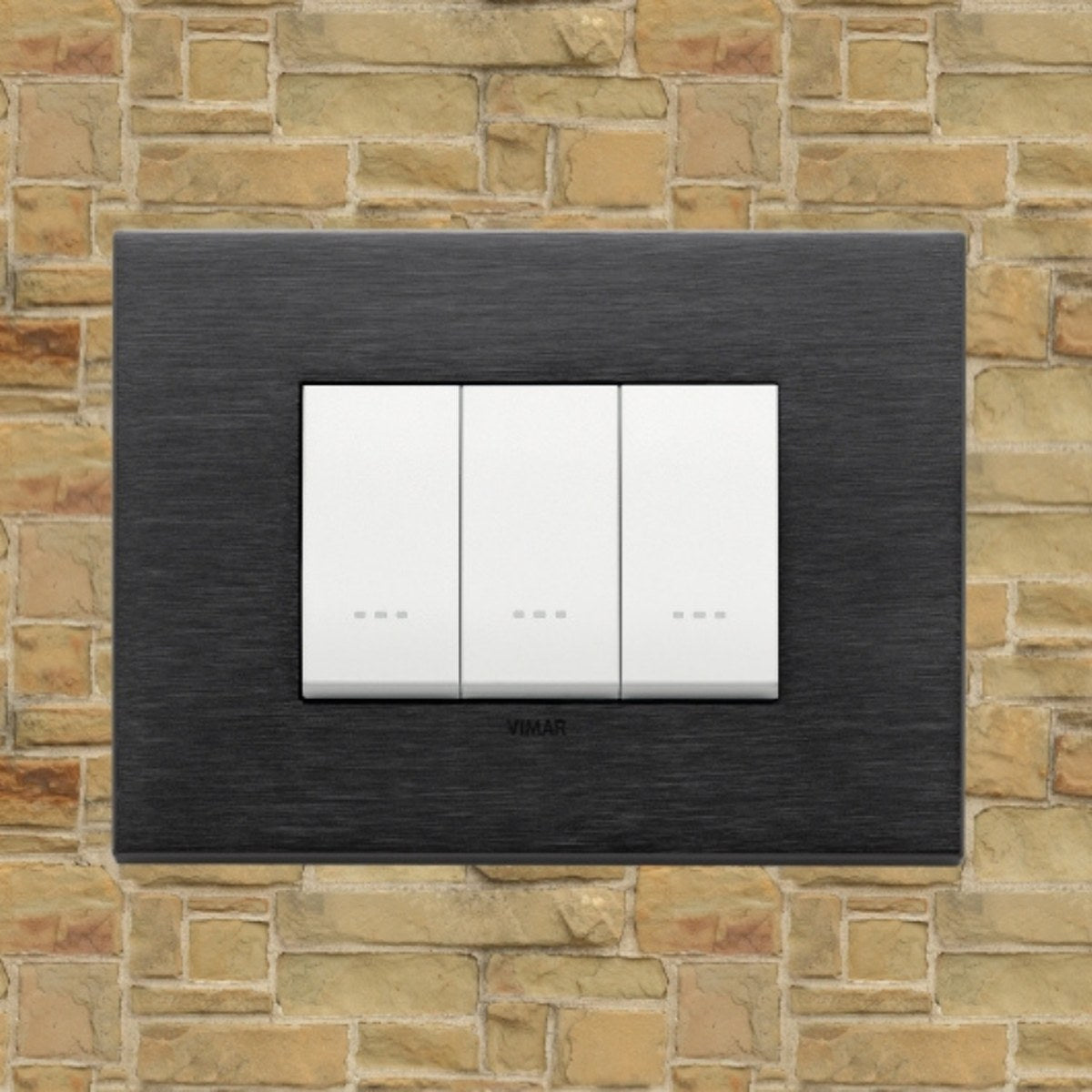 Vimar Eikon Metal 3 Gang Switch - Brushed Black - 16A - PHOTO 7