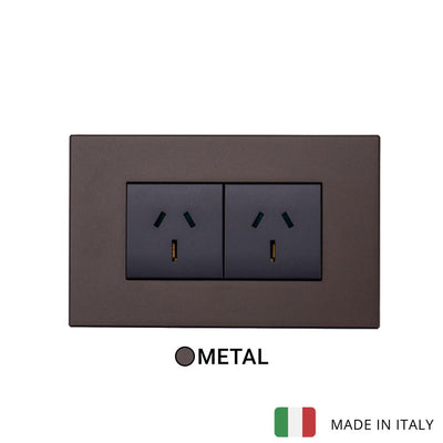 Vimar Eikon Metal 2 Socket - Dark Bronze - 15A