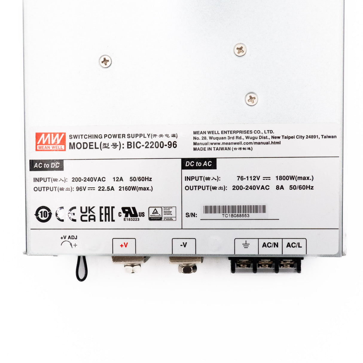 Mean Well BIC-2200-96 Bidirectional Power Supply with Energy Recycle Function 2.2KW 22.5A - PHOTO 6
