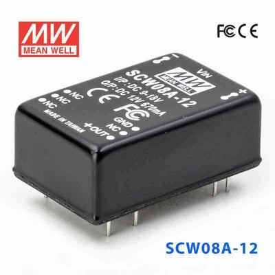 Mean Well SCW08A-12 DC-DC Converter - 8W 9~18V DC in 12V out 670mA