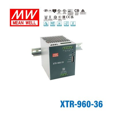Mean Well XTR-960-36 Three Phase Din Rail Power Supply 960W 36V - Screw Terminal 26.66A