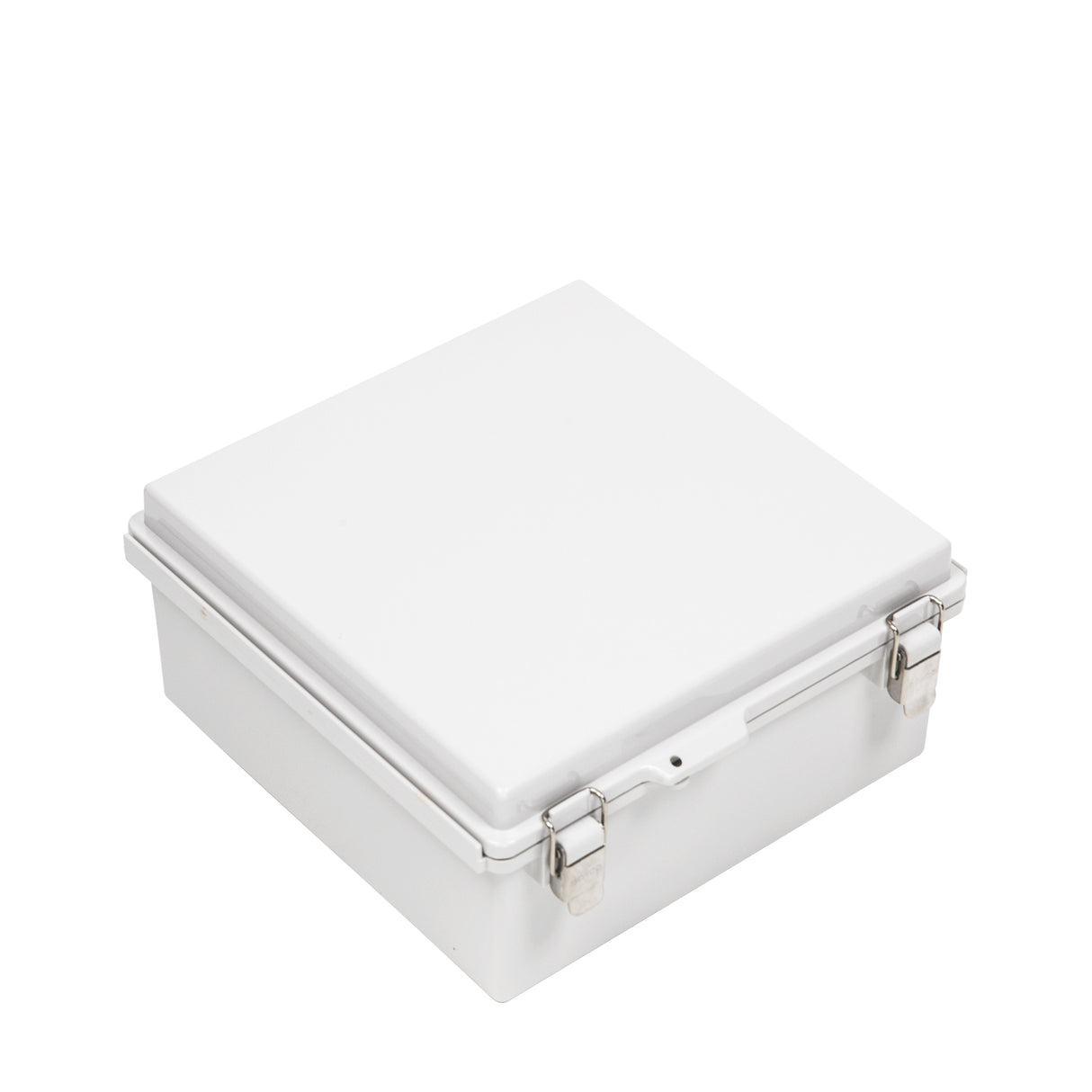 Boxco P-Series 210x210x100mm Plastic Enclosure, IP67, IK08, PC, Grey Cover, Molded Hinge and Latch Type - PHOTO 1