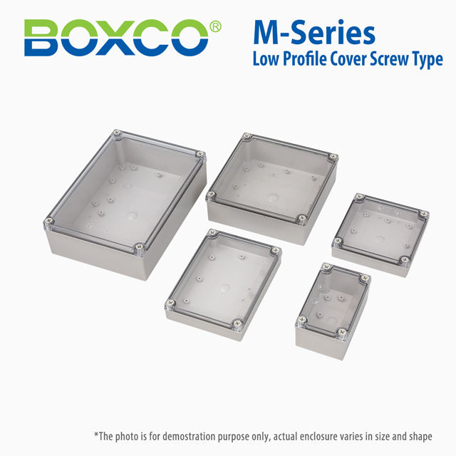 Boxco M-Series 180x255x75mm Plastic Enclosure, IP67, IK08, ABS, Transparent Cover, Screw Type