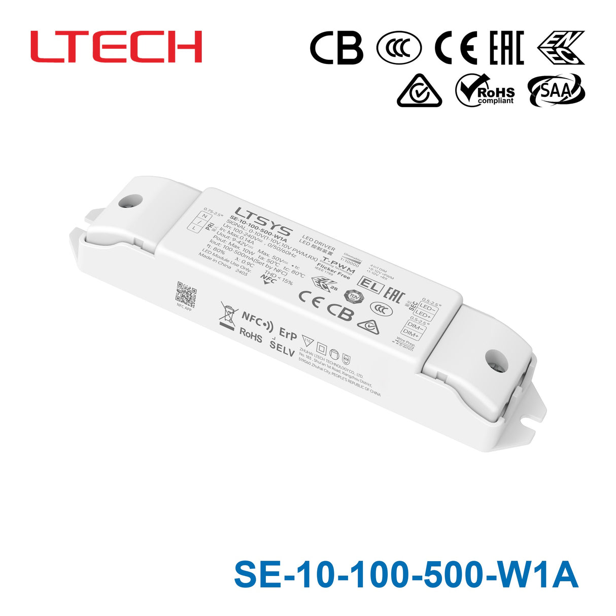 Ltech SE-10-100-500-W1A 10W 9-42VDC CC 0-10V LED Driver 0.1-0.5A