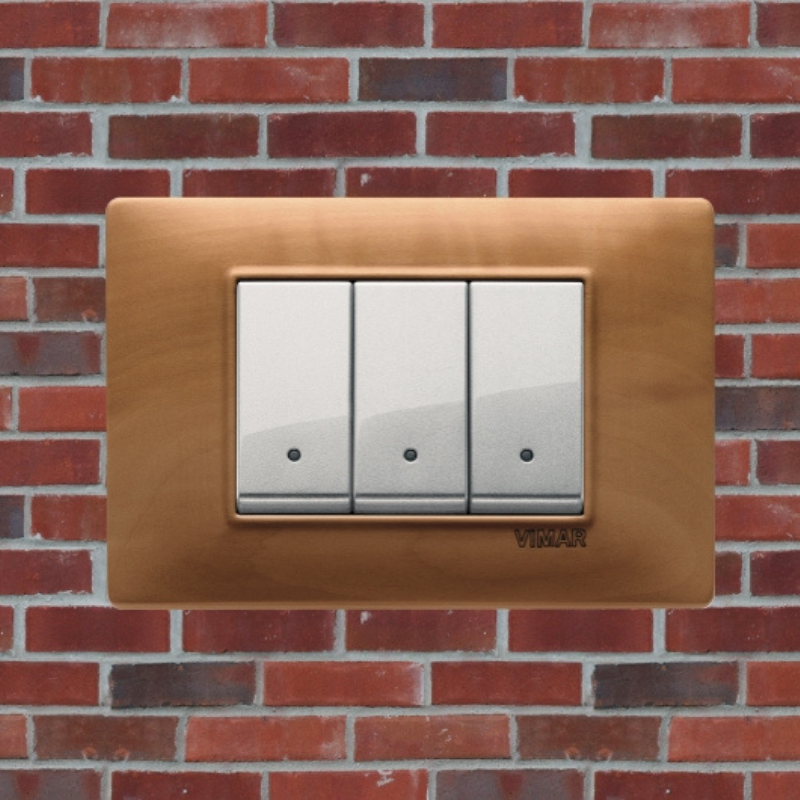 Vimar Plana Wood 3 Gang Switch - Wood Pear Tree - 16A - PHOTO 16