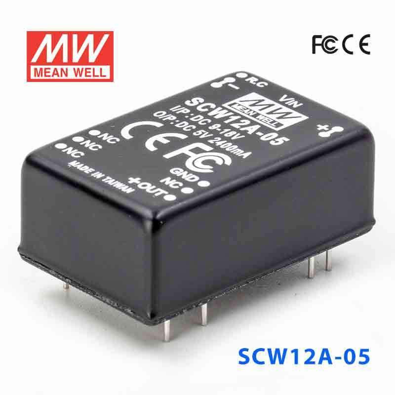 Mean Well SCW12A-05 DC-DC Converter - 12W 9~18V DC in 5V out 2.4A