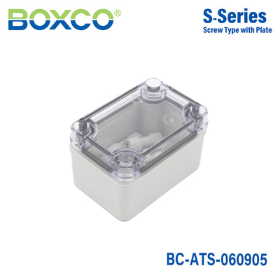 Boxco S-Series 65x95x55mm Plastic Enclosure, IP67, IK08, ABS, Transparent Cover, Screw Type