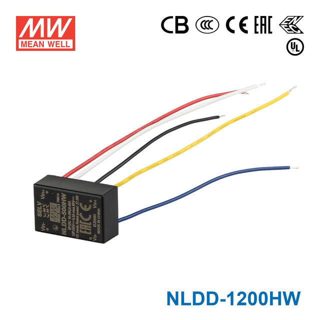 Mean Well NLDD-1200HW DC/DC LED Driver CC 1200mA - Step-down Wire Type