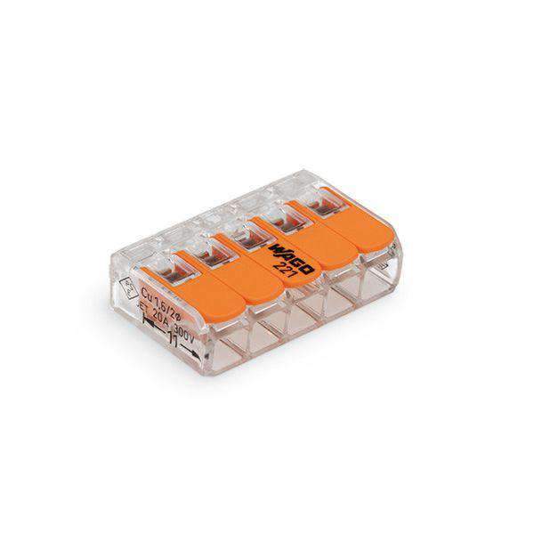 Wago 221-415 Compact Connector 5 Way - Low Profile with Lever - PHOTO 1