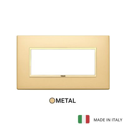 Vimar Eikon Evo Plate 5M Aluminium Satin Gold w Gold Frame