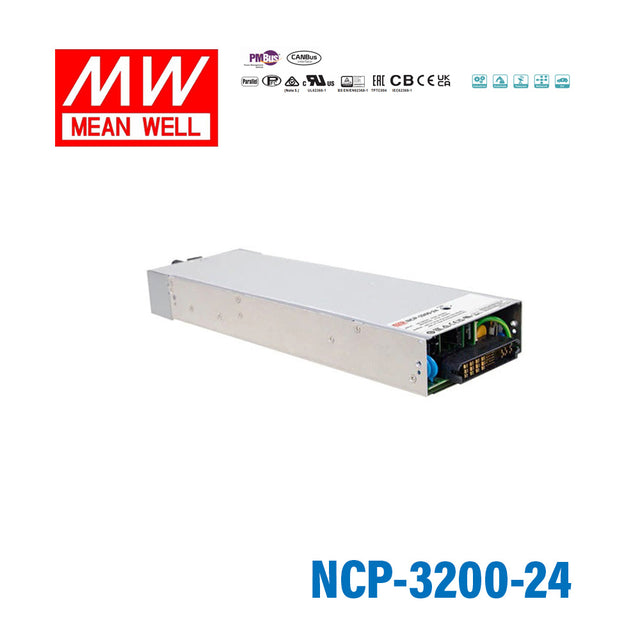 Mean Well NCP-3200-24 2-in-1 Rack Power Supply and Charger, 3192W 24V 133A