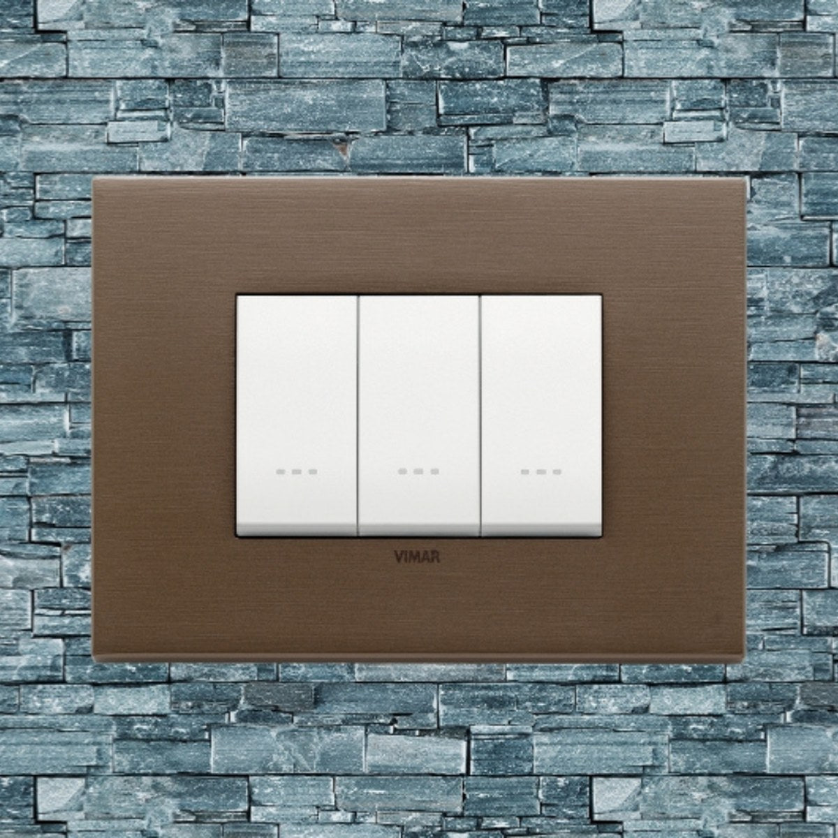 Vimar Eikon Metal 3 Gang Switch - Dark Bronze - 16A - PHOTO 7