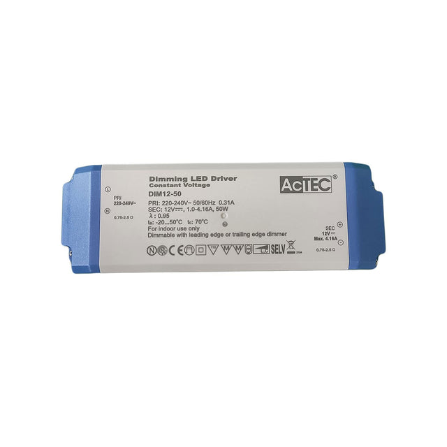 AcTEC DIM12-50 Triac Dimmable Driver 50W 12V 4.16A with Screw Terminal