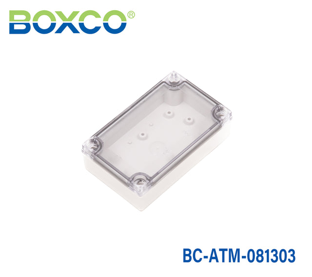 Boxco M-Series 80x130x85mm Plastic Enclosure, IP67, IK08, ABS, Transparent Cover, Screw Type
