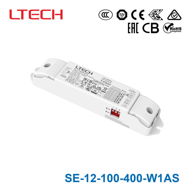 Ltech SE-12-100-400-W1AS 12W CC 0-10V Dimmable LED Driver 100-400mA