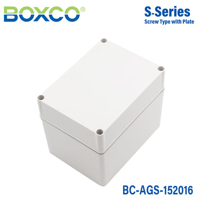 Boxco S-Series 150x200x160mm Plastic Enclosure, IP67, IK08, ABS, Grey Cover, Screw Type