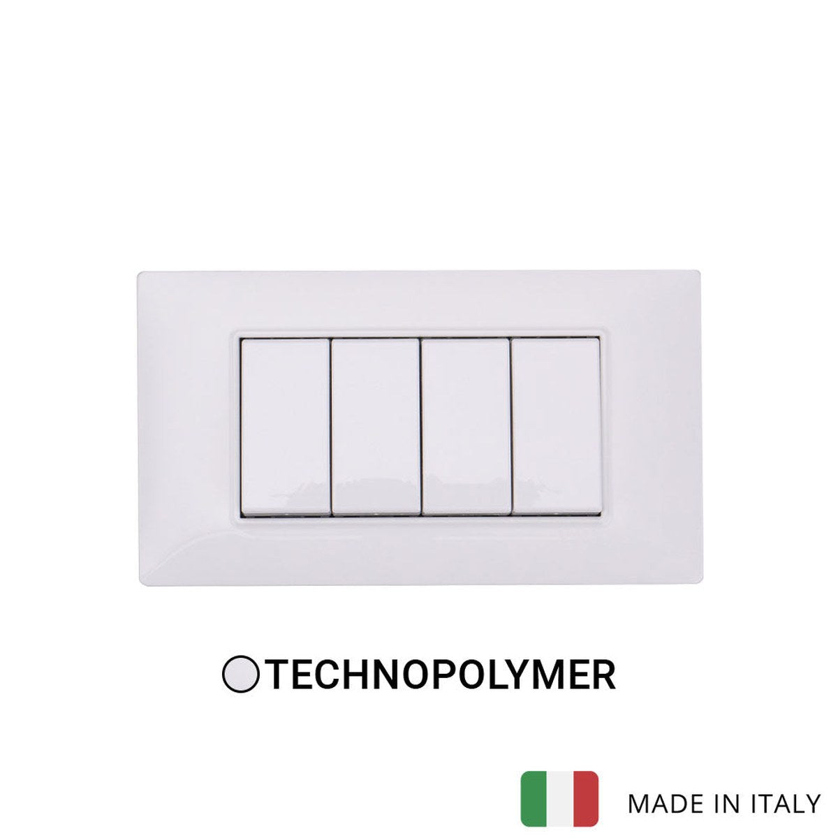 Vimar Plana Technopolymer 4 Gang Switch - White - 16A