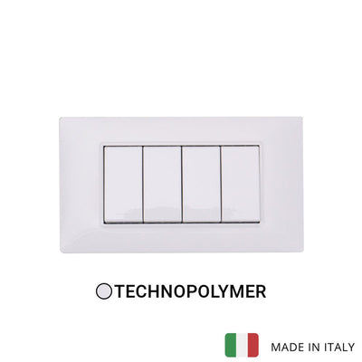 Vimar Plana Technopolymer 4 Gang Switch - White - 16A