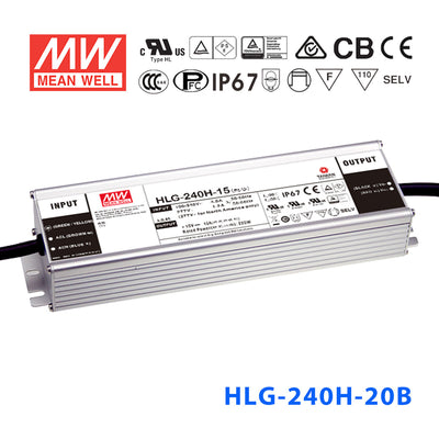 Mean Well HLG-240H-20AB Power Supply 240W 20V - Adjustable and Dimmable 12A
