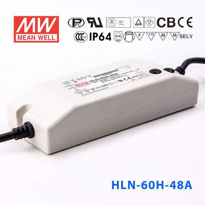 Mean Well HLN-60H-48A Power Supply 60W 48V - IP64, Adjustable 1.3A