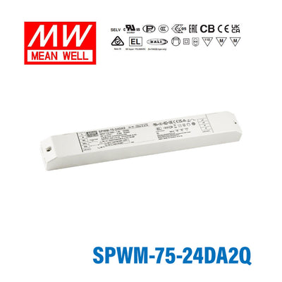 MEAN WELL SPWM-75-24DA2Q 76.8W 24V CV LED Driver 3.2A