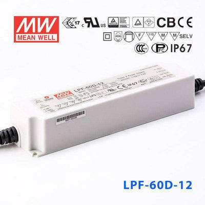 Mean Well LPF-60D-12 Power Supply 60W 12V - Dimmable 5A