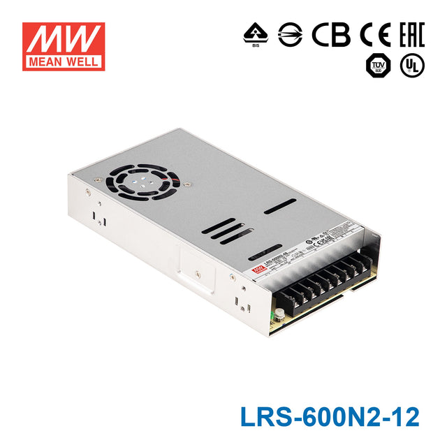 Mean Well LRS-600N2-12 Single Output High Peak Power Supply 600W 12V, 2 Times Peak Power 50A