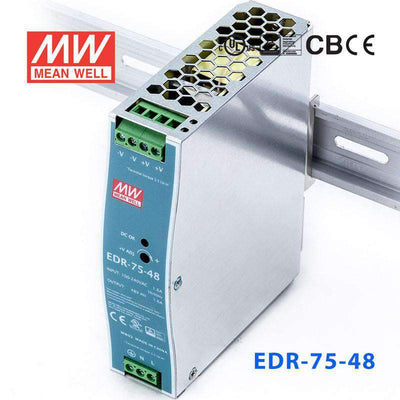 Mean Well EDR-75-48 Single Output Industrial Power Supply 75W 48V 1.6A - DIN Rail