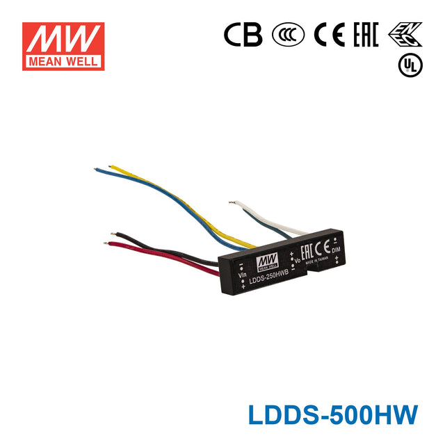 Mean Well LDDS-500HW DC/DC LED Driver CC 500mA - Step-down Wire Type