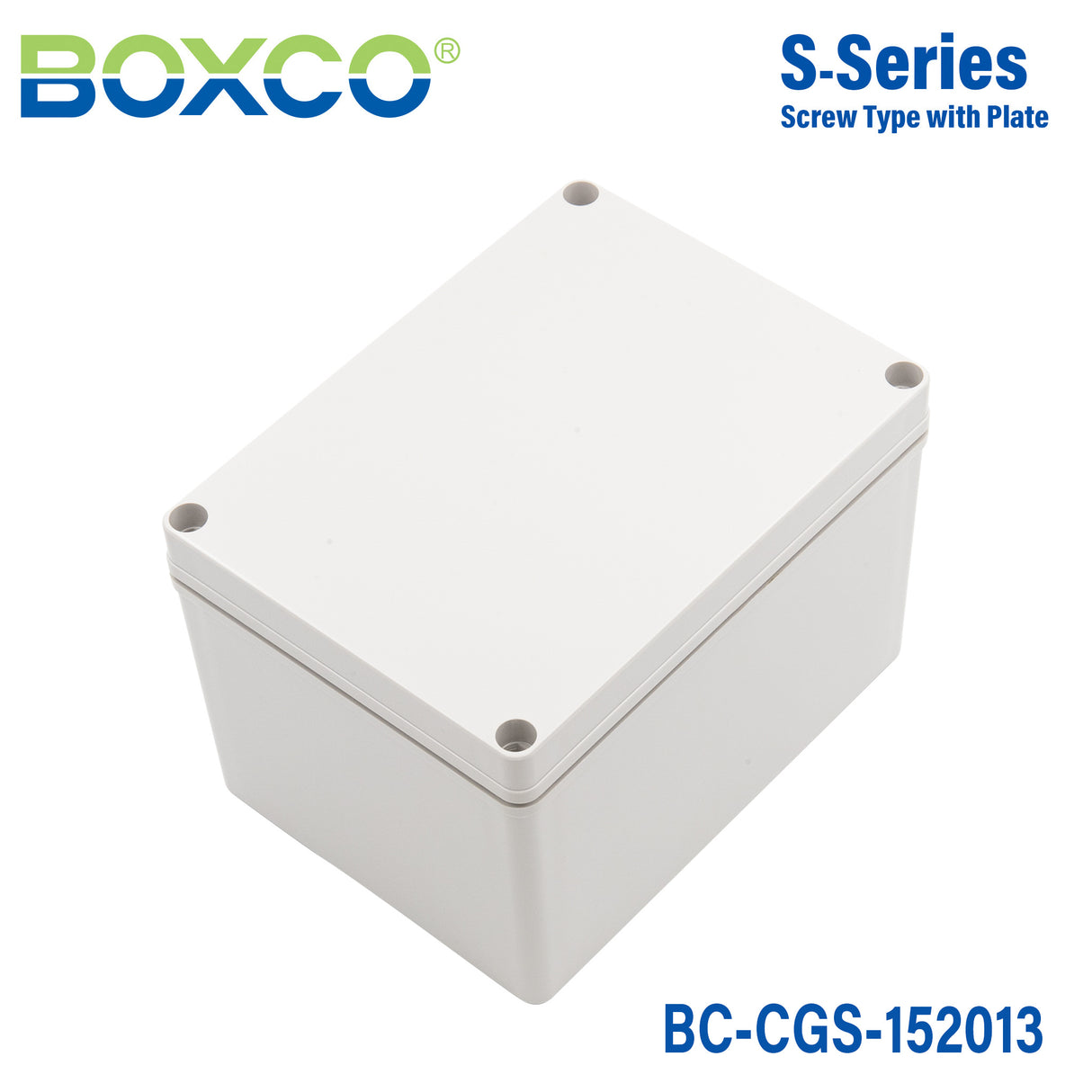 Boxco S-Series 150x200x130mm Plastic Enclosure, IP67, IK08, PC, Grey Cover, Screw Type