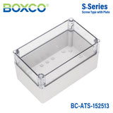 Boxco S-Series 150x250x130mm Plastic Enclosure, IP67, IK08, ABS, Transparent Cover, Screw Type