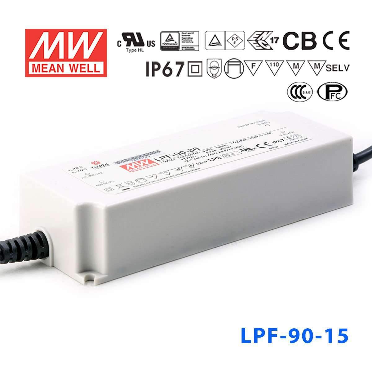 Mean Well LPF-90-15 Power Supply 75W 15V 5A